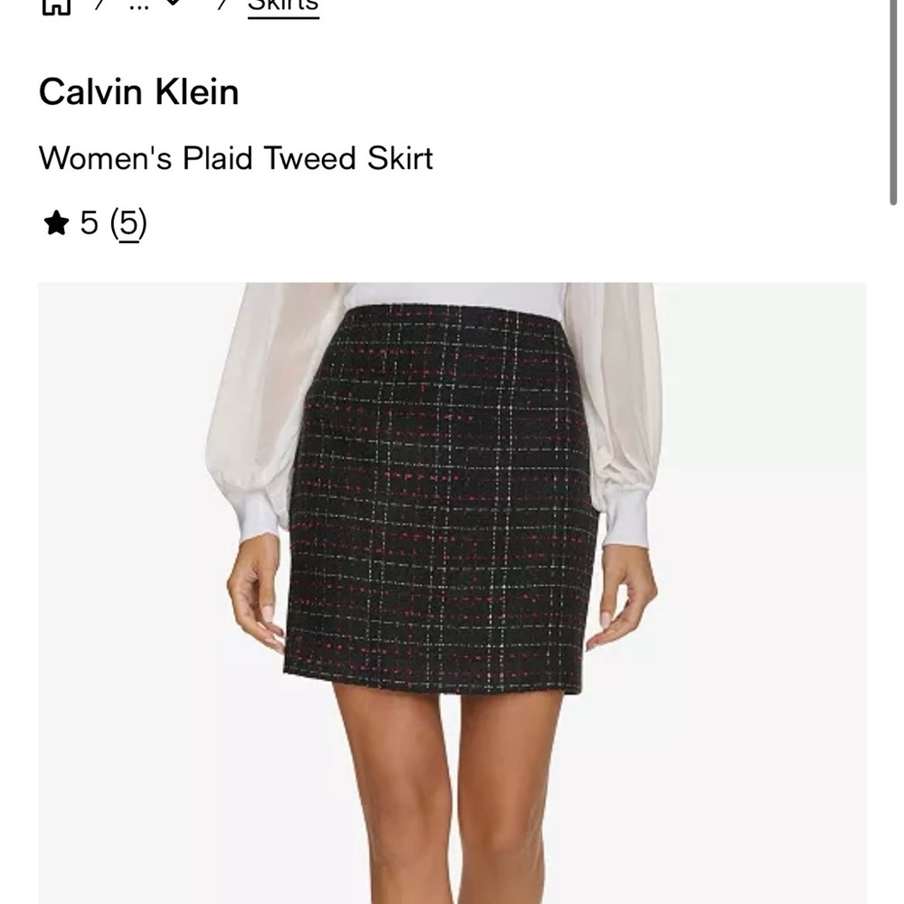 Calvin Klein Women's Black and Red Plaid Mini Skirt